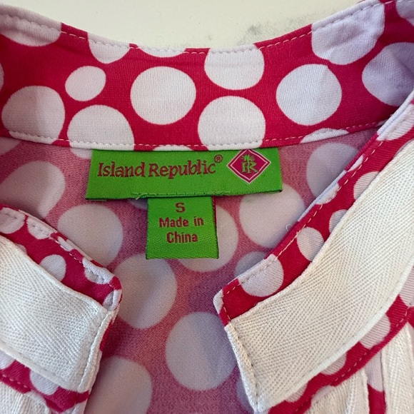 Island Republic Polka Dot Women's Tunic - Pink and White size small - Picture 6 of 6